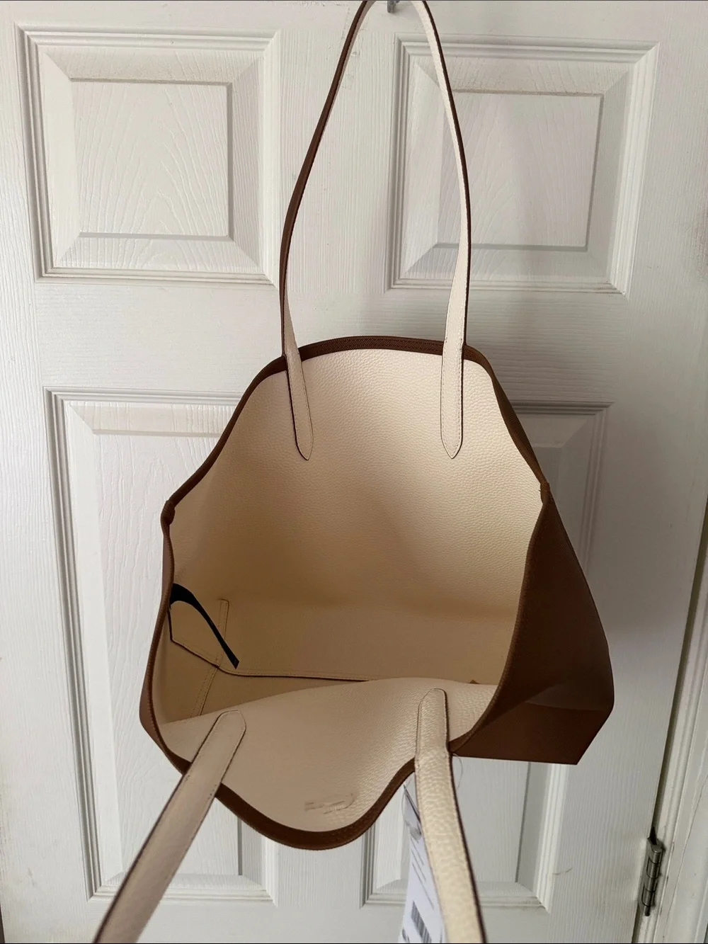 Brand new Lacoste Dark Brown Reversible Leather Tote with Croc Logo